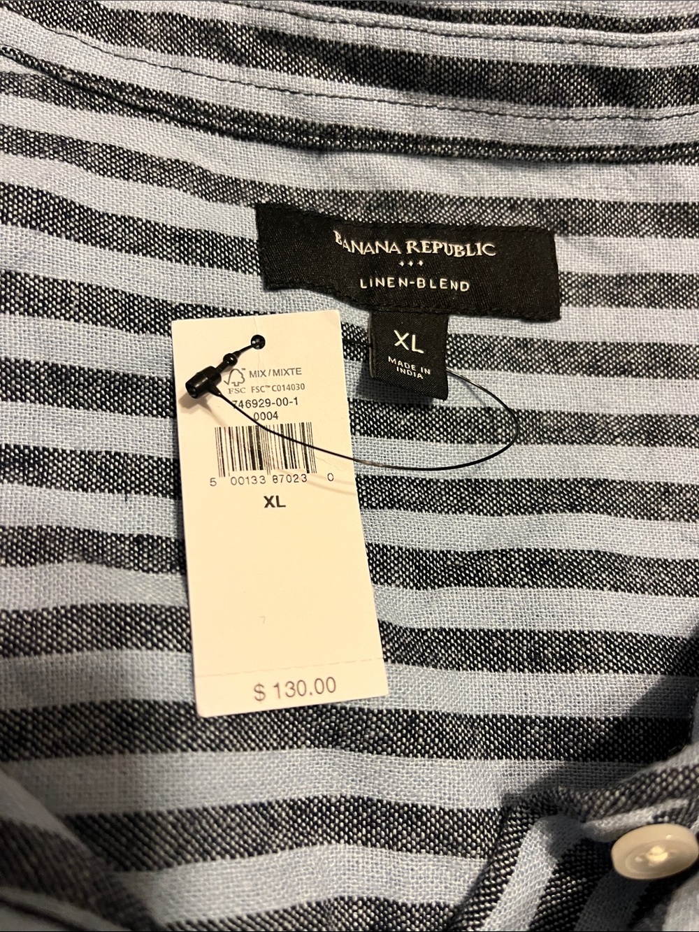 NWT Banana Republic Linen blend Midi Striped Shirt Dress new blue - Picture 6 of 6